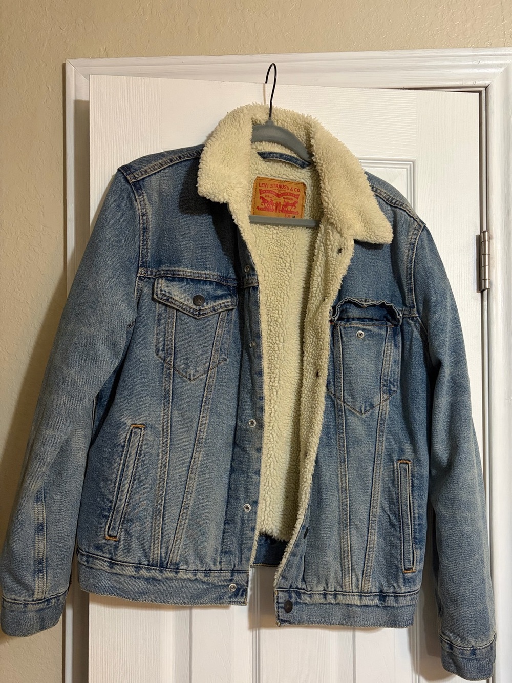 Levi's Light Blue Denim Sherpa-Lined Bomber Jacket